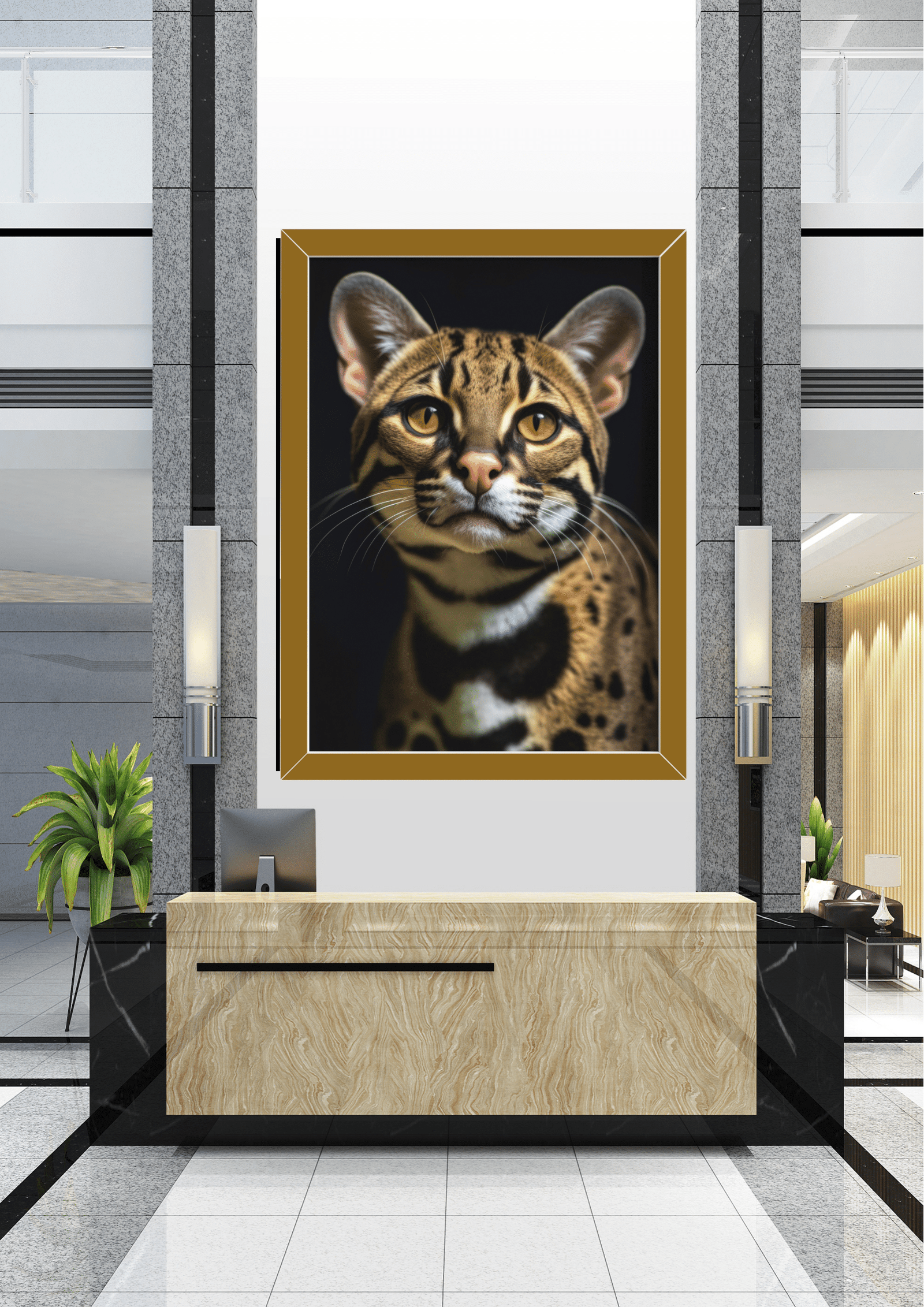 "Elegância Selvagem: O Retrato do Gato na Recepção" - Imagem 3