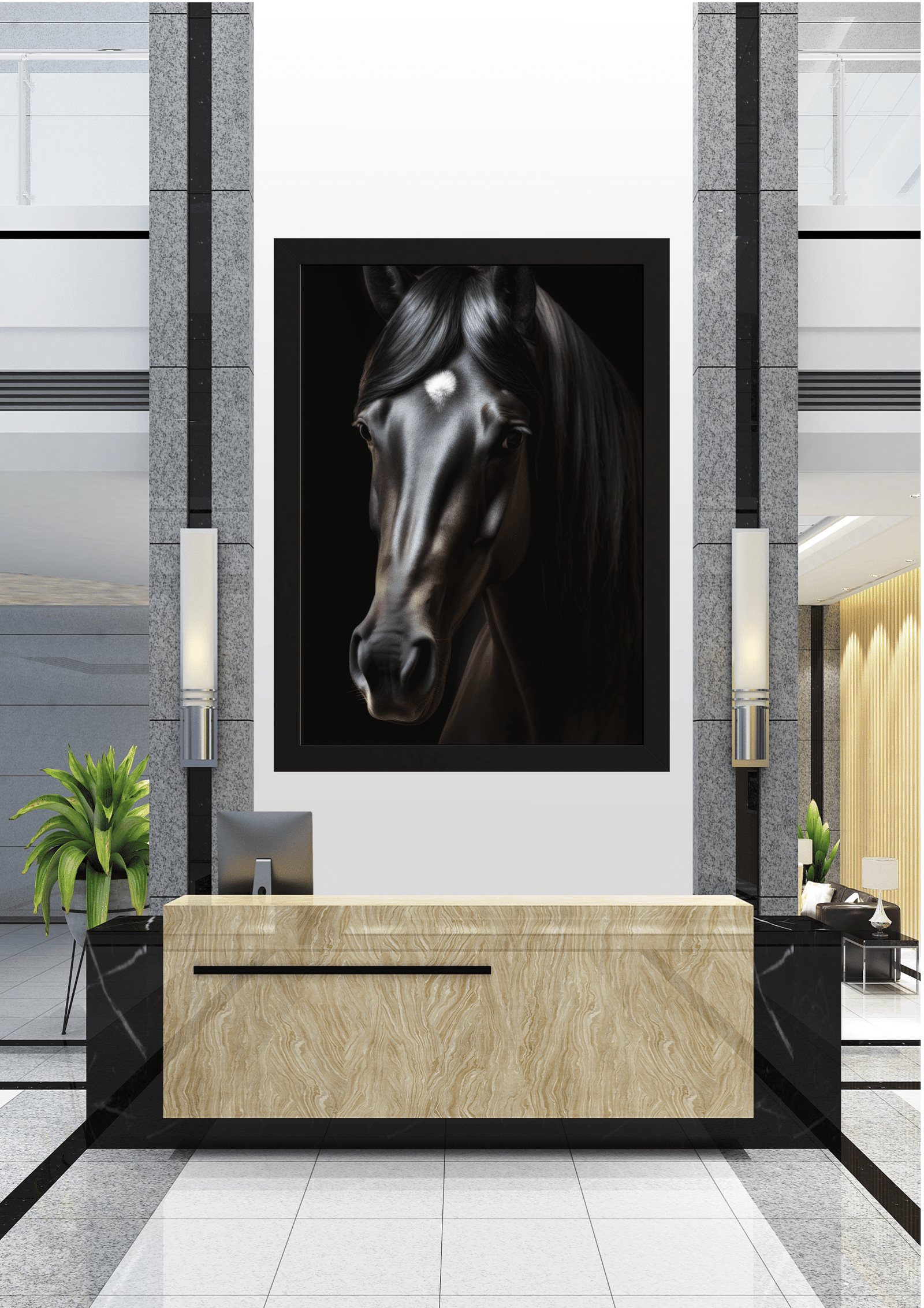 "Elegância Equina: O Guardião do Lobby"